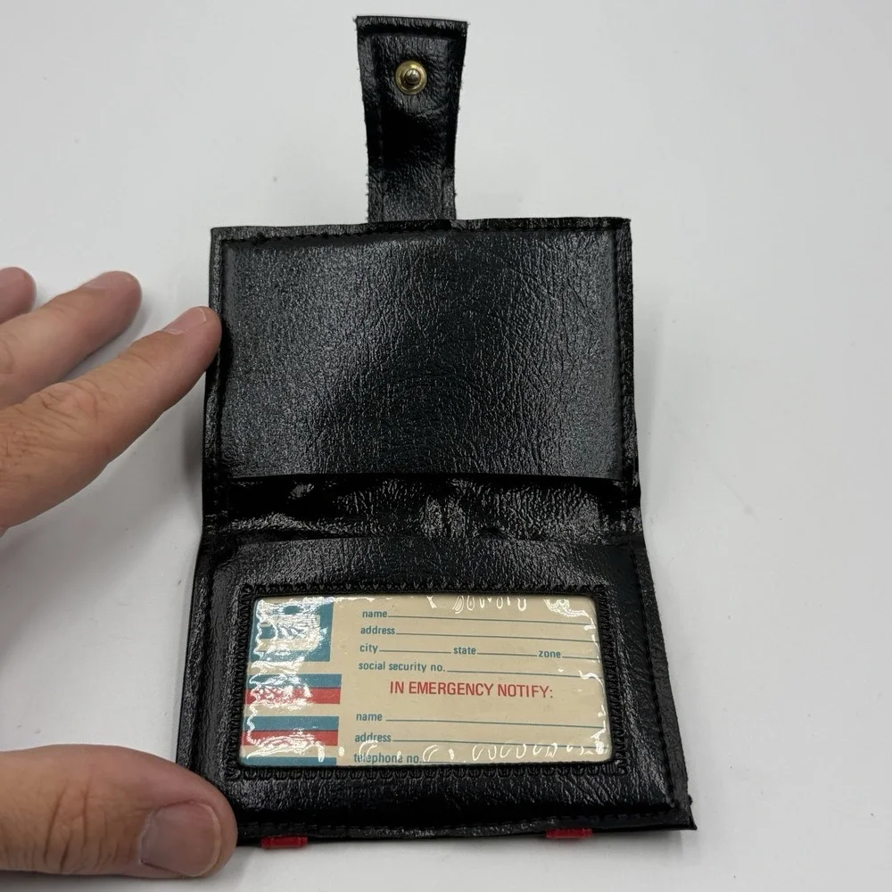 Vintage Sirco Vinyl Travel Wallet ID Holder Document Case Black Red USA NOS